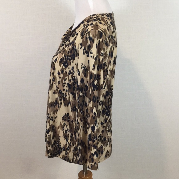 Rafaella leopard-print cowl neck 3/4 sleeve top - Picture 3 of 8